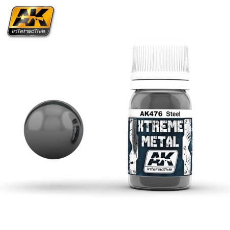 Xtreme Metal, steel. Contiene 35 ml. Marca AK Interactive. Ref: AK476.