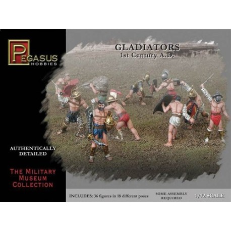 Figuras de Gladiadores del 1º siglo A.D. Escala 1:72.  Marca Pegasus. Ref: 7100.