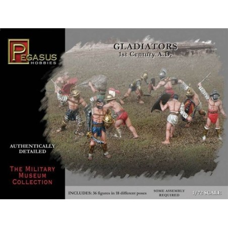 Figuras de Gladiadores del 1º siglo A.D. Escala 1:72.  Marca Pegasus. Ref: 7100.