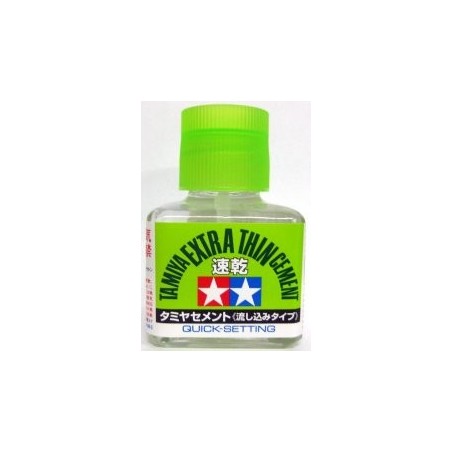 Adhesivo Extra líquido, secado rápido de Poliestireno. Bote de 40 ml. Marca Tamiya. Ref: 87182.