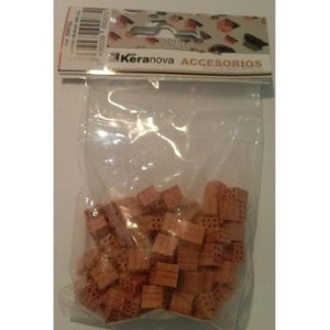 Medio ladrllo ( 8 x 8 x 5 ) mm, cerámica. Bolsa de 100 unidades. Marca Keranova. Ref: 350153.