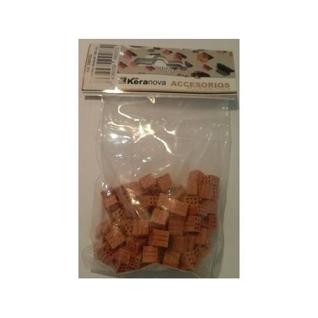 Medio ladrllo ( 8 x 8 x 5 ) mm, cerámica. Bolsa de 100 unidades. Marca Keranova. Ref: 350153.