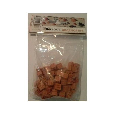 Medio ladrllo ( 8 x 8 x 5 ) mm, cerámica. Bolsa de 100 unidades. Marca Keranova. Ref: 350153.