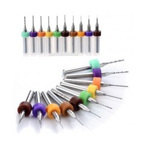 Estuche de 10 Mini brocas PCB para Dremell, 0.7 mm, Carburo. Marca Ociomodell.