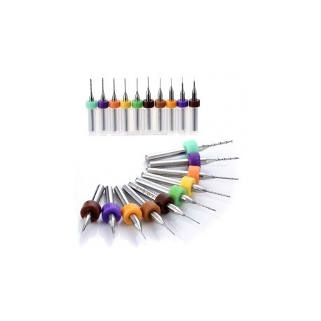 Estuche de 10 Mini brocas PCB para Dremell, de 0.1 mm a 1.0 mm, Carburo. Marca Ociomodell.