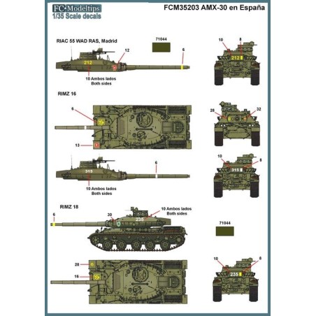 Calcas AMX-30 en España, AMX-30E, AMX-30EM. Escala 1:35. Marca Fcmodeltips. Ref: 35203.