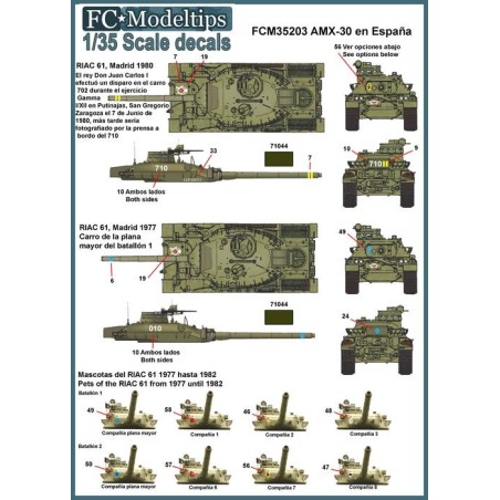 Calcas AMX-30 en España, AMX-30E, AMX-30EM. Escala 1:35. Marca Fcmodeltips. Ref: 35203.