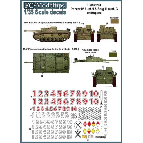Calcas Panzer IV y Stug III en España. Escala 1:35. Marca Fcmodeltips. Ref: 35204.