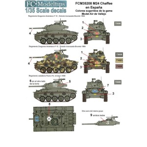 Calcas para M24 Chaffee en España. Escala 1:35. Marca Fcmodeltips. Ref: 35208.
