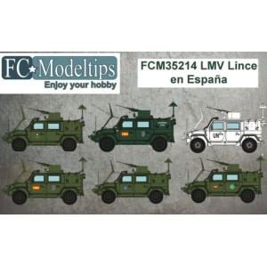 Calcas para el LMV Lince en España. Escala 1:35. Marca Fcmodeltips. Ref: 35214.