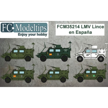 Calcas para el LMV Lince en España. Escala 1:35. Marca Fcmodeltips. Ref: 35214.