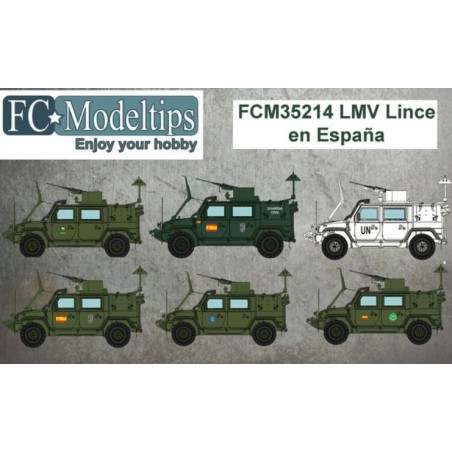 Calcas para el LMV Lince en España. Escala 1:35. Marca Fcmodeltips. Ref: 35214.