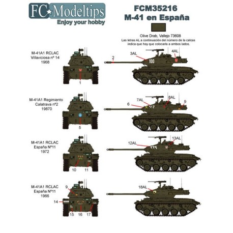 Calcas para M41 en España. Escala 1:35. Marca Fcmodeltips. Ref: 35216.