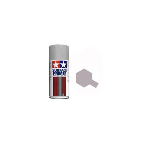 Spray Surface Primer grey ,L. Para plástico y metal. Bote 180 ml. Marca Tamiya. Ref: 87042.