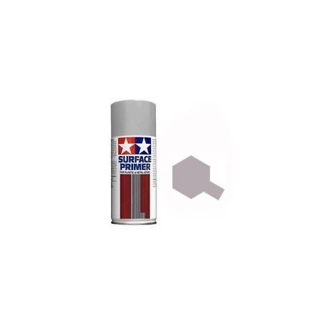 Spray Surface Primer grey ,L. Para plástico y metal. Bote 180 ml. Marca Tamiya. Ref: 87042.