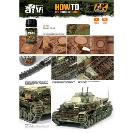 Lavado para cadenas de tanques, Wash Track tanks. Bote de 35 ml. Marca AK Interactive. Ref: AK083.
