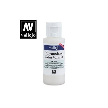 Barniz políuretano,  Satinado. Bote 60 ml. Marca Vallejo. Ref: 26.652.