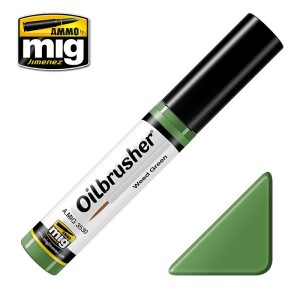 Oilbrusher: Oleo verde hierba, weed green. Marca Ammo of Mig Jimenez. Ref: AMIG3530.