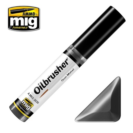 Oilbrusher: Oleo acero pavonado, Gun metal. Marca Ammo of Mig Jimenez. Ref: AMIG3535.