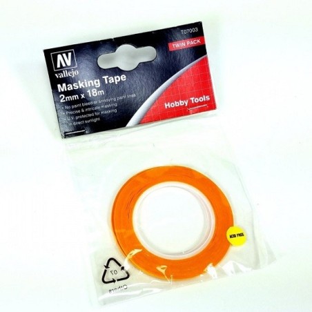 Cinta enmascarar de 2 mm , ( 2 x 18 m ). Marca Vallejo. Ref: T07003.