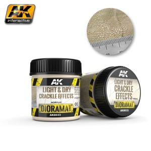 Producto weathering, Efecto de tierra clara, seca craquelada . Bote de 100 ml. Marca AK Interactive. Ref: AK8033.