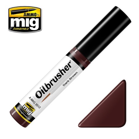 Oilbrusher: Oleo marrón  oscuro, dark brown. Marca Ammo of Mig Jimenez. Ref: AMIG3512.