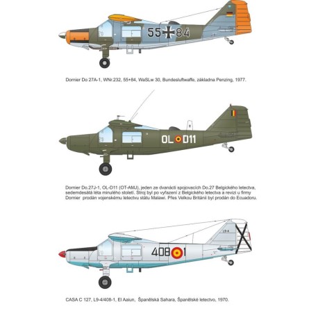 Dornier Do 27 "German, Spanish and Belgian Service".  Escala 1:72. Marca Special Hobby. Ref: 72327.