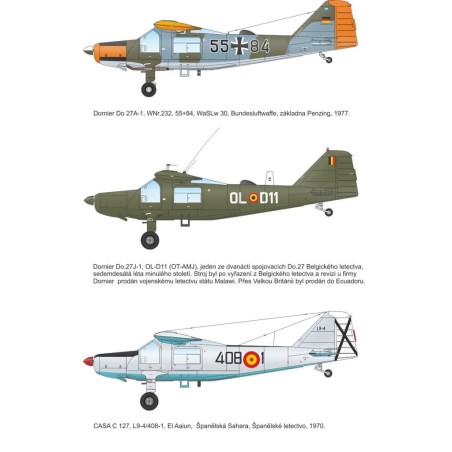 Dornier Do 27 "German, Spanish and Belgian Service".  Escala 1:72. Marca Special Hobby. Ref: 72327.