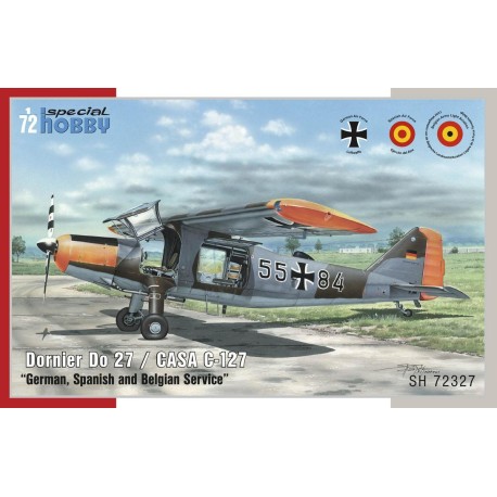 Dornier Do 27 "German, Spanish and Belgian Service".  Escala 1:72. Marca Special Hobby. Ref: 72327.