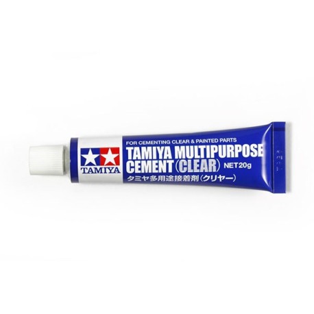 Cement multipurpose (clear). Bote de 20g. Marca Tamiya. Ref: 87188.