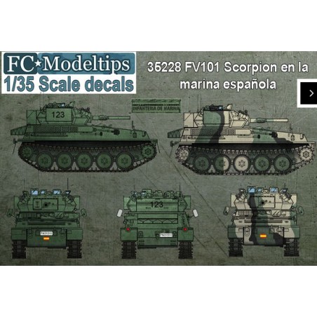 Calcas FV101 Scorpion en España. Escala 1:35. Marca Fcmodeltips. Ref: 35228.
