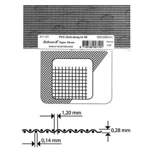 Plancha de Rejilla de PVC en cuadro, Gris. Dimensiones 185 x 290 mm, 0.32 mm . Marca Maquett. Ref: 611-01. 2