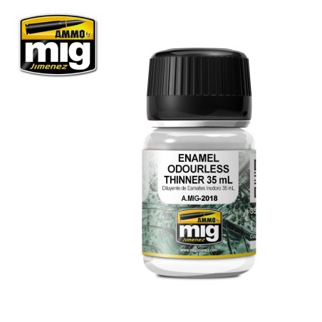 Enamel odourless thinner, Diluyente para esmalte inoloro. Bote 35 ml. Marca Mig. Ref: AMIG2018.