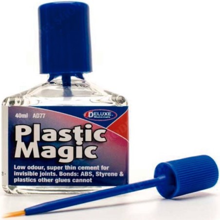 Adhesivo para plástico, Deluxe plastic magic. Contiene 40 ml. Marca Deluxe. Ref: AD77.