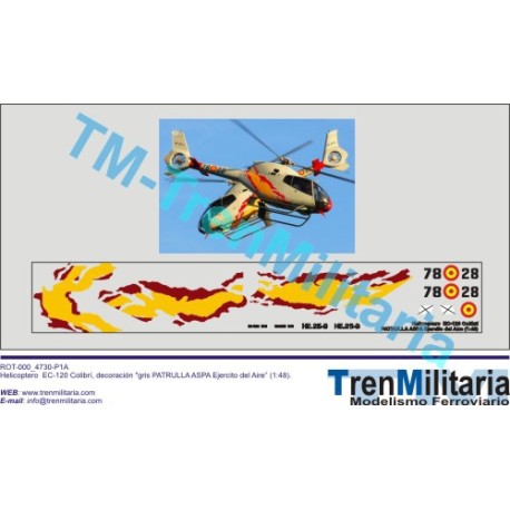 Calcas del helicóptero EC-120 Colibrí, Patrulla Aspa. Escala 1:48. Marca Trenmilitaria. Ref: 000_4730.
