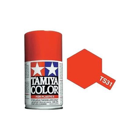 Spray Naranja luminoso brillante, bright orange (85031). Bote 100 ml. Marca Tamiya. Ref: TS-31.