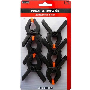 Juego de seis pinzas pequeñas de resorte (60 mm). Marca Dismoer. Ref: 20051.