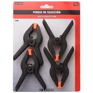 Juego de cuatro pinzas pequeñas de resorte (90 mm). Marca Dismoer. Ref: 20052.
