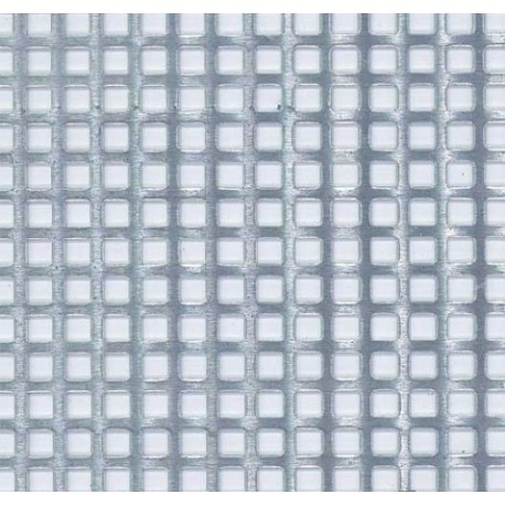 Plancha de Rejilla de aluminio en cuadro. Dimensiones 200 x 140 mm, 5 mm. Marca Maquett. Ref: 810-10.