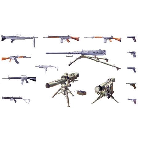 Set Modern light Weapon,  Armamento ligero de Wapon moderno. Escala 1:35. Marca Italeri. Ref: 6421.
