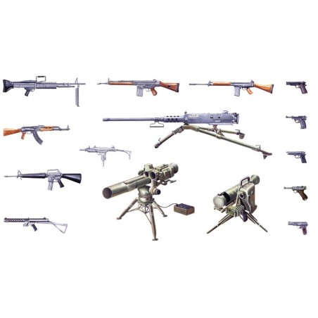 Set Modern light Weapon,  Armamento ligero de Wapon moderno. Escala 1:35. Marca Italeri. Ref: 6421.