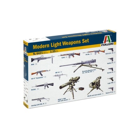 Set Modern light Weapon,  Armamento ligero de Wapon moderno. Escala 1:35. Marca Italeri. Ref: 6421.