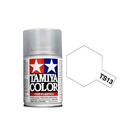 Spray glossy clear, Barniz brillante (85013). Bote 100 ml. Marca Tamiya. Ref: TS-13.
