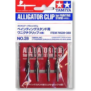Pinzas de cocodrilo para sujetar piezas. 4 pinzas. Marca Tamiya. Ref: 74528.