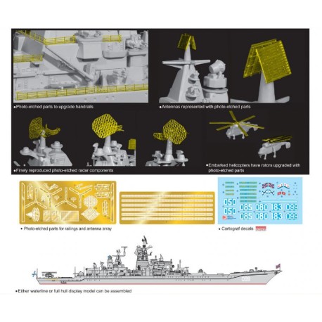 Crucero de batalla ruso Pyotr Velikiy, 3 en 1. Escala: 1:700. Marca: Dragon. Ref: 7074.