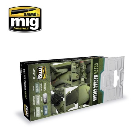 Set de colores verdes para mechas. Marca Ammo of Mig Jimenez. Ref: AMIG7149.