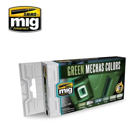 Set de colores verdes para mechas. Marca Ammo of Mig Jimenez. Ref: AMIG7149.