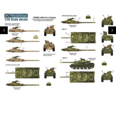 Calcas  AMX-30 in Spain. Escala 1:72. Marca Fcmodeltips. Ref: 72202.