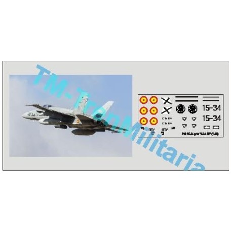 Calcas del F18 15-34, decoración "gris ALA 15". Escala 1:48. Marca Trenmilitaria. Ref: 000_4853.