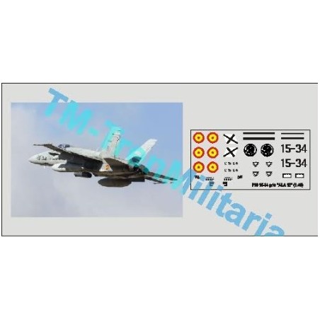 Calcas del F18 15-34, decoración "gris ALA 15". Escala 1:48. Marca Trenmilitaria. Ref: 000_4853.